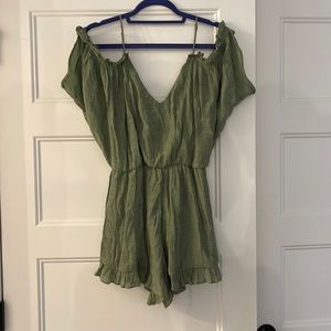 Green women romper with adjustable straps